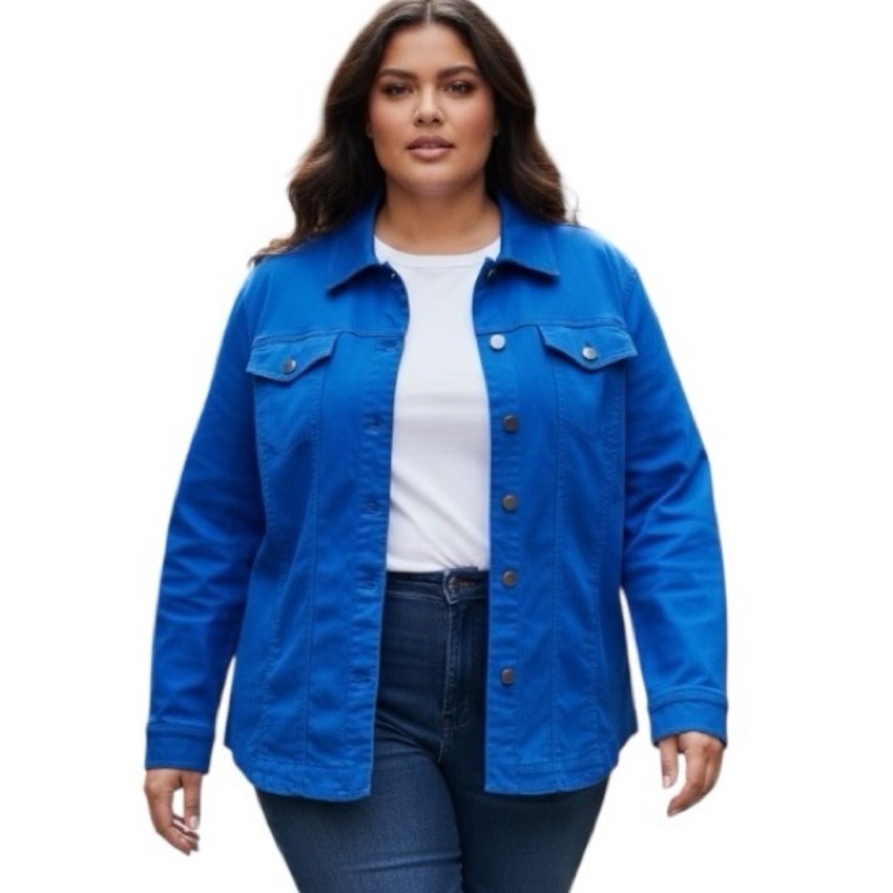 Charter Club 3X Blue Denim Jean Jacket Colorful Casual